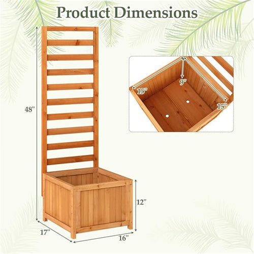 2-in-1 Wooden Raised Garden Bed with Trellis 48 Vertical Planter Box for Climbing Plants Vegetables &amp Flowers Outdoor Wood Privacy Screen for Patio Balcony &amp Backyard Natural Fir Wood