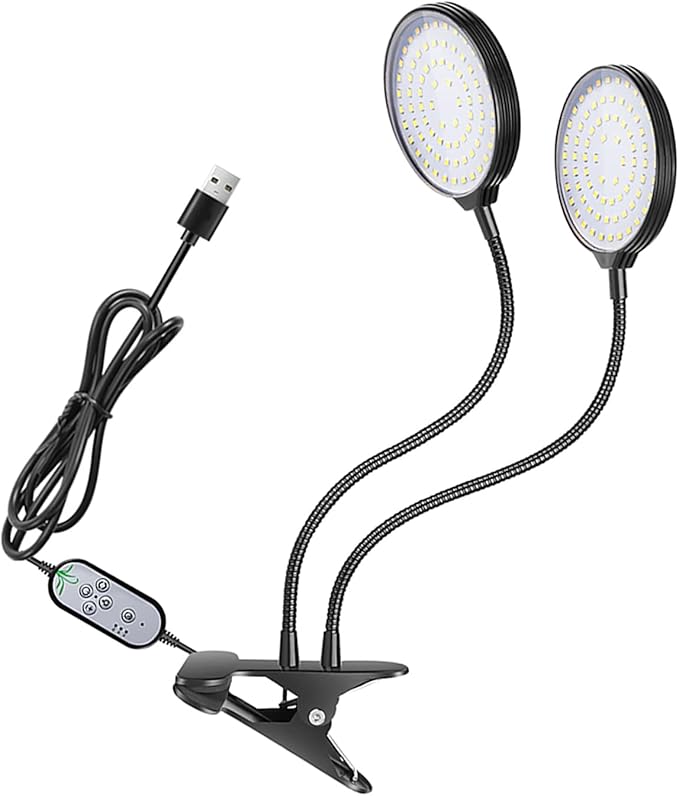 BRRNOO Grow Lights for Indoor Plants Grow Lights for Seed Starting Adjustable Desktop Clamp Growing Lamp 78 LEDs Sunlight Full Spectrum Light for Indoor Plants 5 Dimmable Levels (2 Heads)