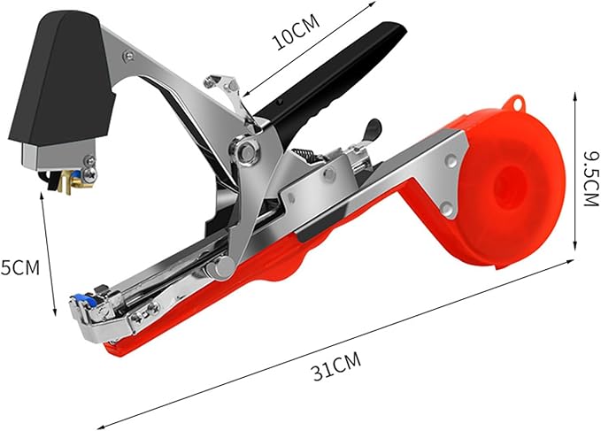 Plant Tying Machine Tool Set Lightweight Vining Tying Tool for Binding Vines for Tomatoes Cucumbers Peppers Eggplants &amp Gardening Includes 10000pcs Staples &amp 20 Rolls of Tape (Red)