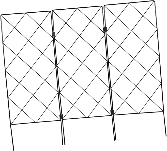 Toyvian Folding Iron Plant Support Rack for Climbing Vines and Flowers Garden Trellis Stand with Strong Stable Frame Multi Use Plant Bracket for Vegetables and Outdoor Gardening