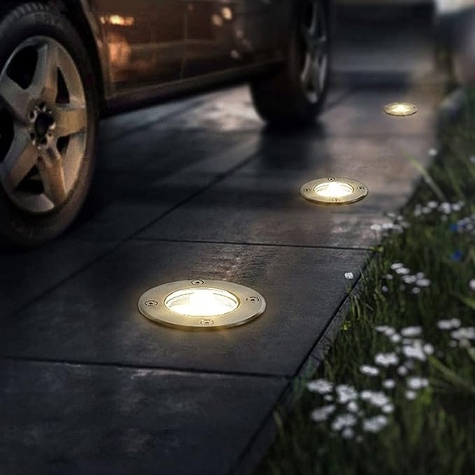IP66 Waterproof Outdoor Buried Lights - Recessed Garden Spotlight for Patio Deck Pathway &amp Fence - 1W Embedded Underground Light (Yellow AC85-110V)