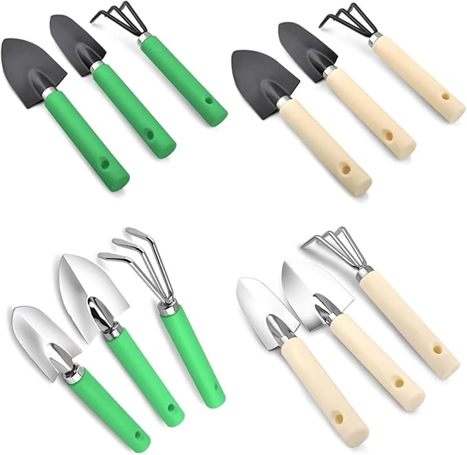 Garden ShovelGarden Trowel 3pcs Mini Garden Shovel Rake Spade Bonsai Tools Set Wooden Handle for Flowers Potted Plant Garden Tools (Color : 2)