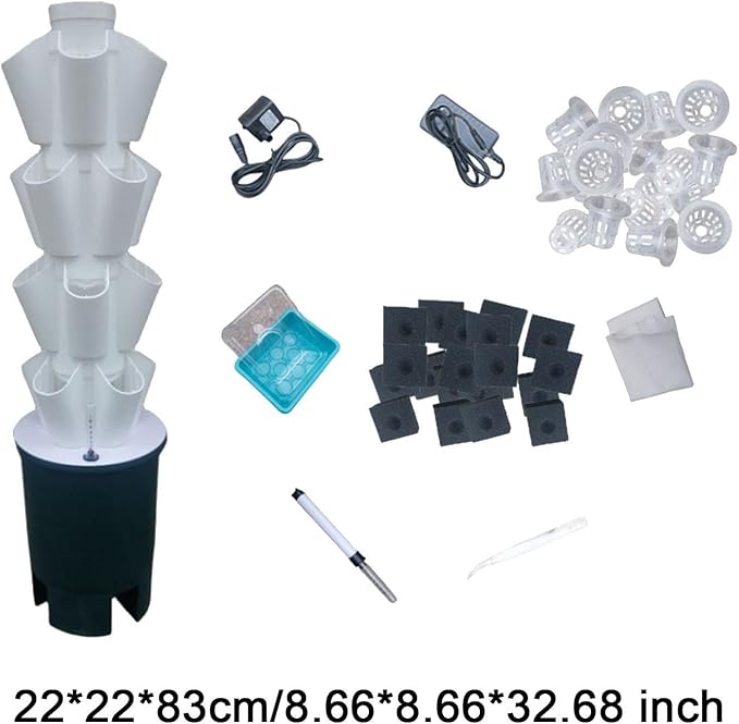Hydroponic Planting Tower Cultivation System US Plug Adapter 20 Holes Practical Plant Germination Kit Garden Tower for Home