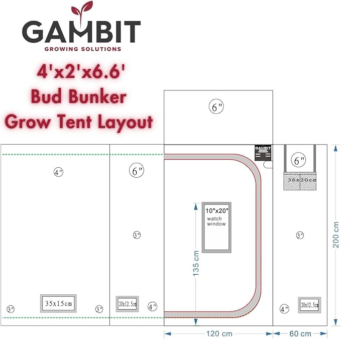 Bud Bunker 4x2 Grow Tent Thickest 25mm/1-Inch Poles Heavy-Duty 2000D Diamond Mylar Canvas 48x48x80 (4x2)