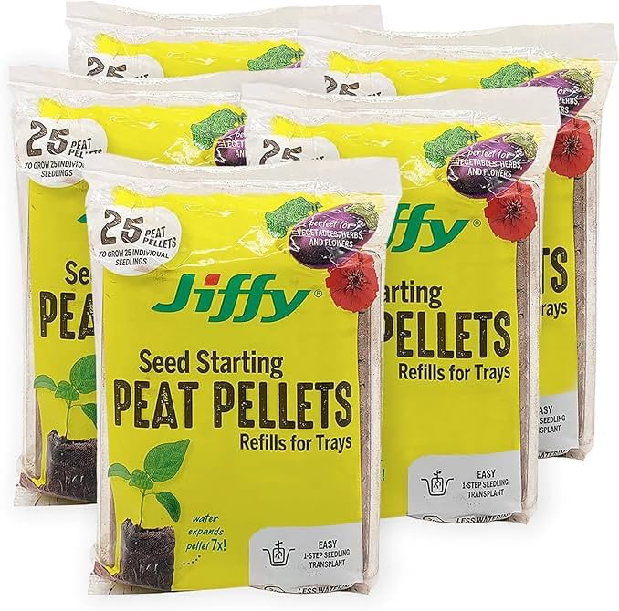 Jiffy Plant Starter Pellets - Compact Organic Seedling Peat Pellets Refill - 42mm 5 Pack Peat Soil
