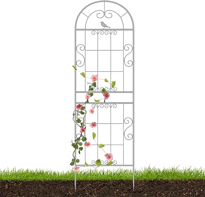 2 Pieces Metal Garden Trellis Climbing Outdoor Plants Set Plant Support Grid Stackable Plant for Lawn Garden Backyard(Color:WhiteSize:2pieces210x52cm)