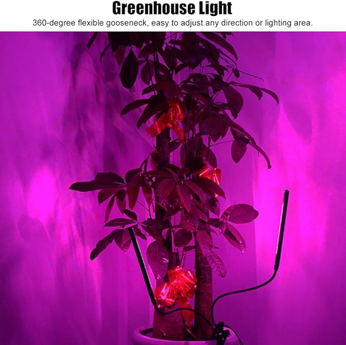 20W Full LED Plant Growing Light USB Powered with 360 Degree Gooseneck Double Tube Indoor Greenhouse Vegetable Flower - Adjustable Flexible Design Durable Materials Ideal fo