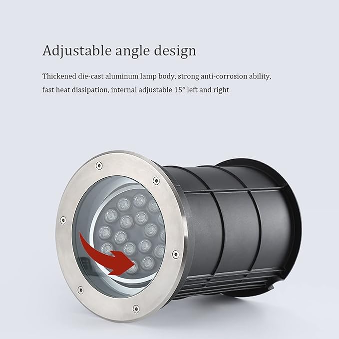 Adjustable Angle Underground Light LED Spotlight Recessed Buried Light Outdoor IP66 Waterproof Wall Washer AC85-265V for Garden Lawn Plaza Hotel Garden Landscape Lights(Green12w)