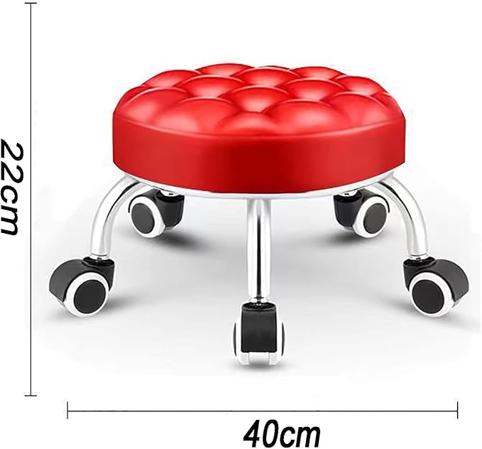 N/A Rolling Stool with Wheels Mini Rolling Scoot Stool with Cushion for Factory Library Laboratory Garage Gardening HomeD
