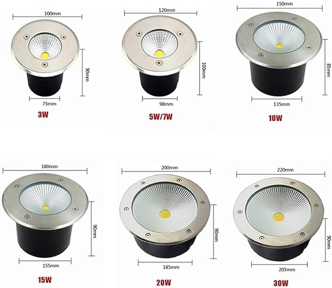 Buried Garden Light - Outdoor Recessed Spotlight IP67 Waterproof Floor Light Spotlight AC 85-265V Outdoor Lawn And Courtyard Buried Lights For Hotels Villas Driveways Landscape Lights(White Light