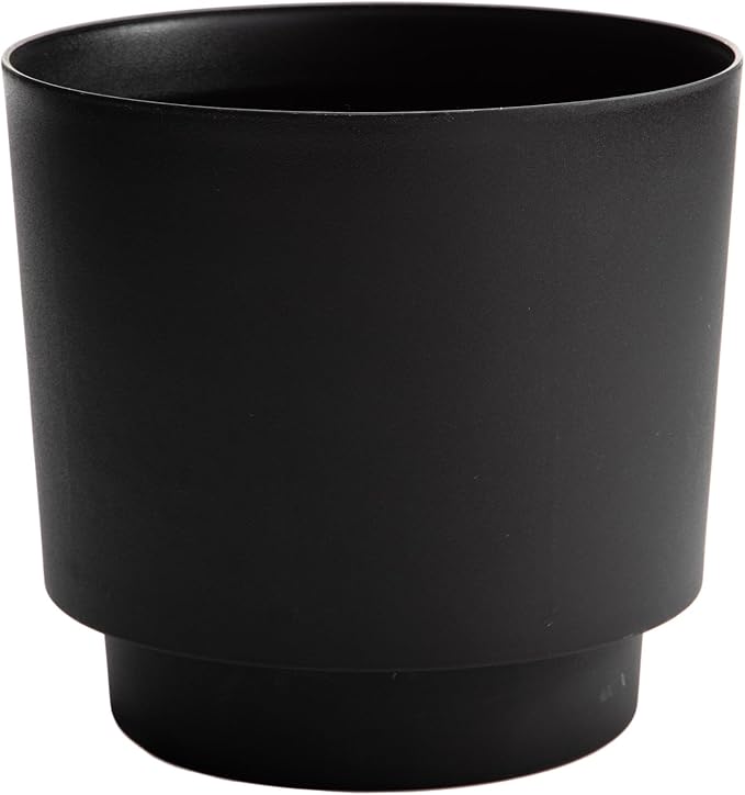 Bloem Hopson Decorative Resin Cachepot with Metal Stand 10 Indoor and Outdoor Planter with Gold Metal Stand Black