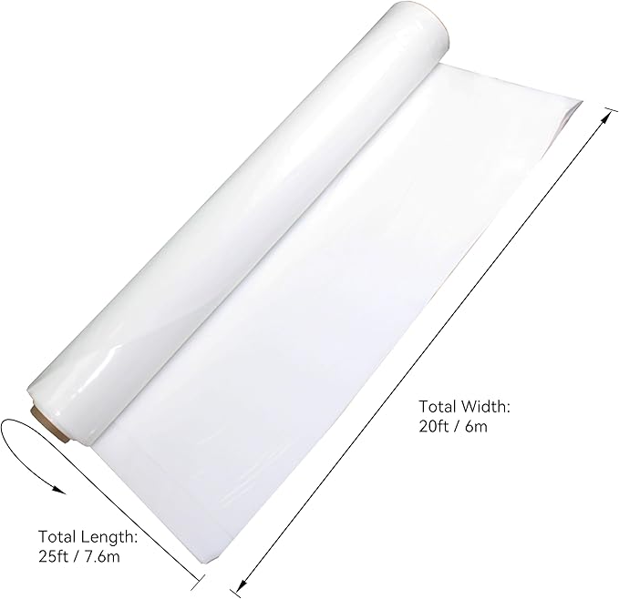 HFS(R White Greenhouse Plastic Film Polyethylene Film 6 mil Anti-UV for Gardening Agriculture 20X25FT