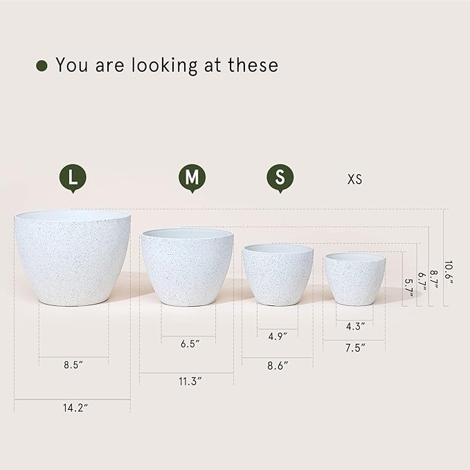 LA JOLIE MUSE 14.2/11.3/8.6 Inch PlantersIndoor/Outdoor White Planters Set of 3Plant Container with Drain HolesFlower Pots for Patio and Deck