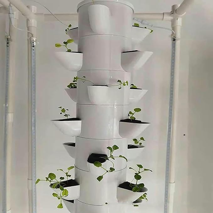 Hydroponic Culture System for Gardening Indoor Culture Kits Vertical Cultivation Tower Self -Irrigation Cultivation System 15 Layers 45 Plant Sites for Herbal Garden