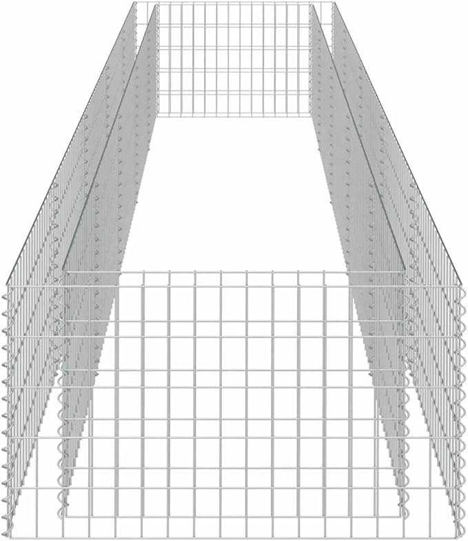 Galvanized Steel Gabion Raised Bed 177.2x35.4x19.7 Silver Outdoor Planter Box &amp Privacy Fence Barrier for Garden Patio Yard