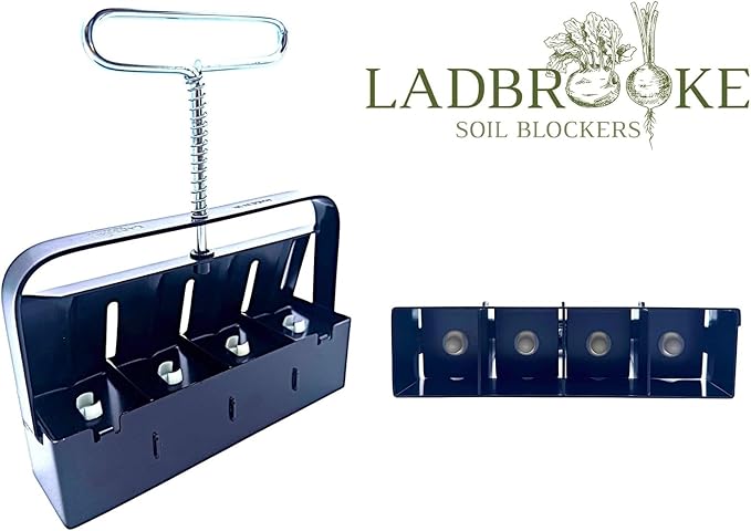 Ladbrooke Authentic Soil Block Maker Mini 4 Hand Held - Most Popular Soil Blocking Tool Made in England