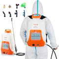 VEVOR Battery Powered Backpack Sprayer 0-90 PSI Adjustable Pressure 4 Gallon Tank Back Pack Sprayer with 8 Nozzles and 2 Wands 12V 8Ah Battery Wide Mouth Lid for Weeding Spraying Cleaning