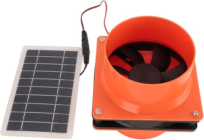 10W 12V Solar Exhaust Fan Kit With Round Duct And ABS Housing Solar Panel Powered Ventilation For RV Attic Greenhouse Boat(orange)