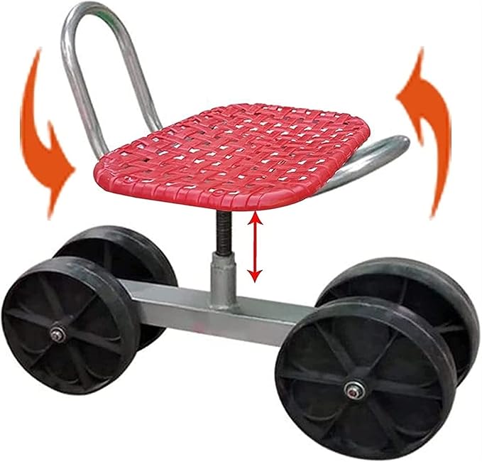 Garden Seat On Wheels 360°Rotating Agricultural Swivel Chair Stool and Outdoor Gardener Seat Gardening and DIY for Gardening and for Small(Red)