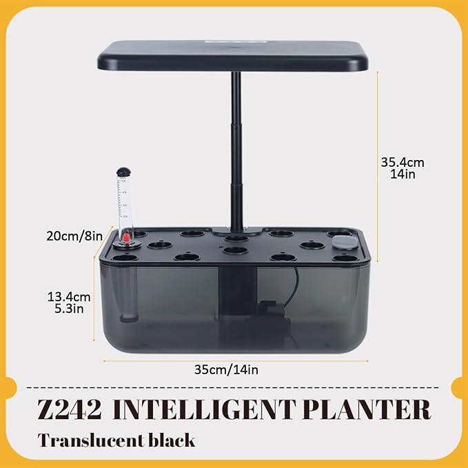 Indoor Garden Hydroponic System with LED Grow Light Hydroponic Tower 10 Pods Plant Germination Kit Height Adjustable Aeroponic Tower Garden System Black