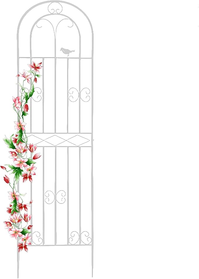 71x20″ Metal Climbing Plant Trellis Rose Garden Trellis Anti-Rust Metal Climbing Frame Plant Support Stakes Decorative Privacy Screen Black/White (Color : White Size : 180x50cm)