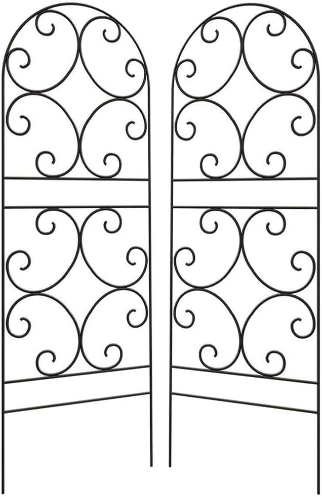 BestNest Panacea 84401 Scroll Trellises – Pack of 2 Arched Metal Garden Trellis Panels 72 H x 24 W – Black Powder-Coated Steel Plant Supports for Climbing Flowers Vines &amp Outdoor Decorative Us
