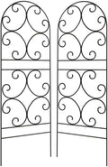 BestNest Panacea 84401 Scroll Trellises – Pack of 2 Arched Metal Garden Trellis Panels 72 H x 24 W – Black Powder-Coated Steel Plant Supports for Climbing Flowers Vines &amp Outdoor Decorative Us