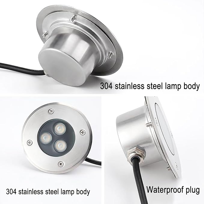4PCS IP68 Waterproof Submersible LED Pool Lights - 3W Ultra Thin Round Recessed Underwater Fountain Landscape Spotlights Warm White AC 24V for Pond Lighting