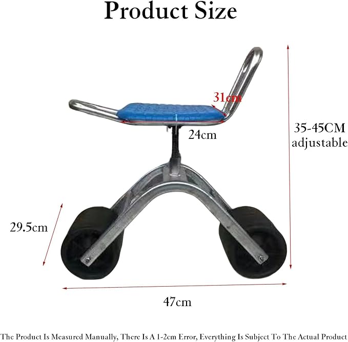 Rolling Garden Work Seat with WheelsFoldableAdjustable 360-Degree Swivelfor Lawn Yard Outdoor Planting(2-Wheeled)