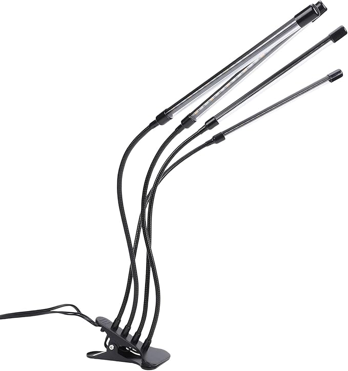 LED Grow Lights Full Spectrum 10 Dimmable Levels 3 Timer Indoor Plant Light with Gooseneck On 3 Light Modes Red Blue Warm Ideal for Balconies Greenhouses Dark Rooms and (4 Head 16W)