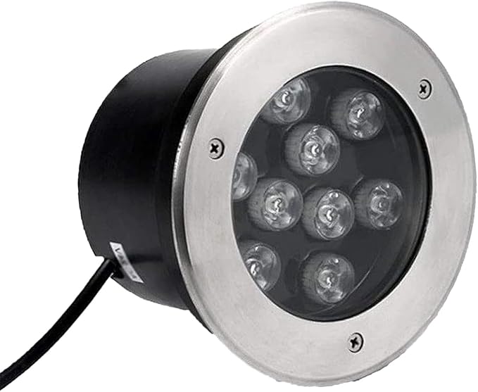 Outdoor Buried Lamp IP67 Waterproof Recessed Landscape Lights Stainless Steel Round Spotlight AC85-265V Low Voltage Floodlight for Villa Patio Lawn Lighting(Yellow Light6 W)
