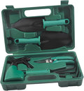 HOMSFOU 5pcs Portable Garden Tool Set with Shovel Rake Pruning Shears in Carrying Case Outdoor Planting Hand Tools for Gardening and Landscaping