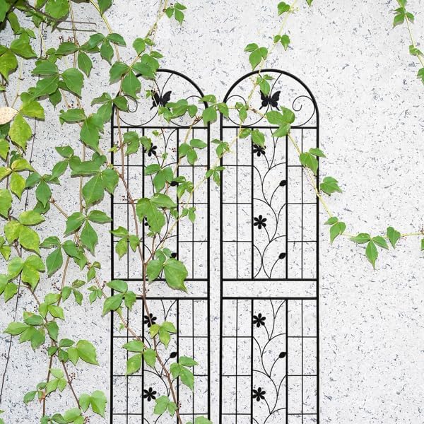 2 Pack Garden Trellis for Climbing Plants (86.7 H x 19.7 W) - Sturdy Rustproof Galvanized Metal with Powder Coating Outdoor Plant Support &amp Garden Screen/Corner for Roses Ivy Vines (Black)