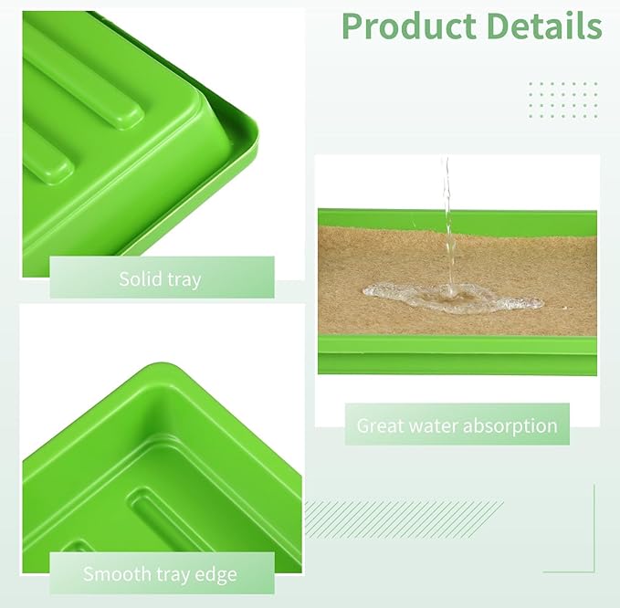 16-Piece Indoor Hydroponic Microgreens Kit 8 Reusable Trays and 8 10X10 High Absorbency Jute Grow Mats
