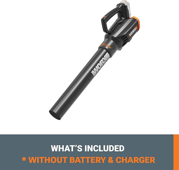 WORX Cordless Leaf Blower Electric Blower with Turbine Fan Blowers for Lawn Care with 2 Speed Control Battery &amp Charger Not Included WG547.9