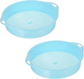 MECCANIXITY Garden Sifting Pan Round Potting Sieve Plastic Mesh Filter Soil Screen Gardening Tool for Garden Yard Blue 2 Pack