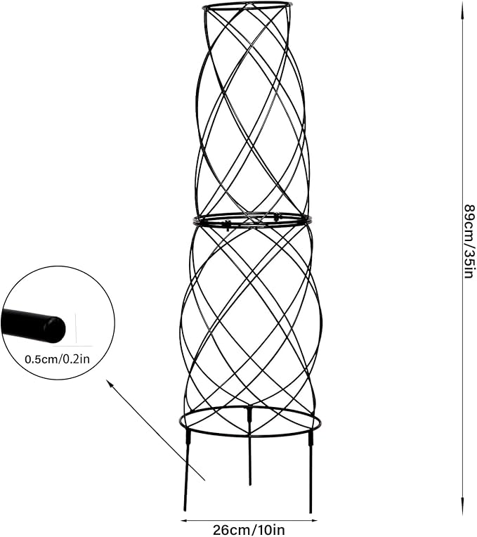 35-Inch Metal Garden Obelisk Trellis for Indoor &amp Outdoor Plants – Durable Weather-Resistant Support for Climbing Vines Roses and Flowering Bushes – Decorative Potted Plant Structure