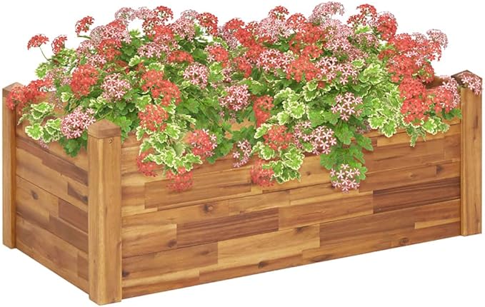 SKM Garden Raised Bed 110x60x44 cm Solid Acacia Wood (Weight-14KG)