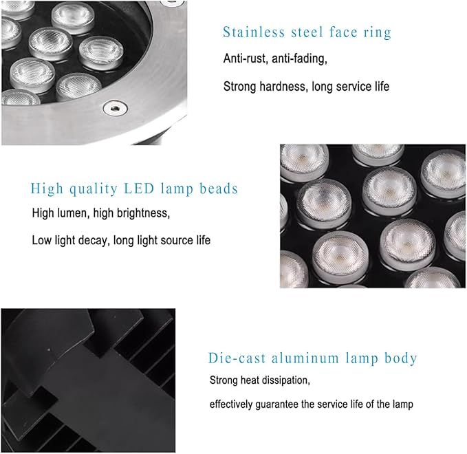 Outdoor Landscape Lights - LED Underground Light AC85-110V Recessed Spotlight IP66 Waterproof Ground Light for Walkway Garden Courtyard Step Decorative Landscape Lamp (Purple 15W)
