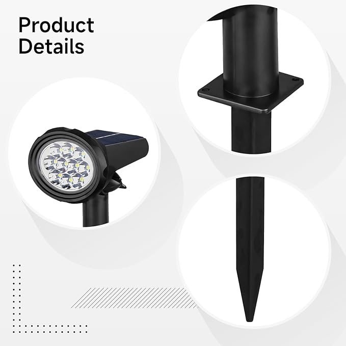 Landscape Lighting Garden Solar Spotlights Outdoor Decoration 2 Pcs Solar Projection Lights Warm White RGB Energy Efficient Easy Installation Waterproof