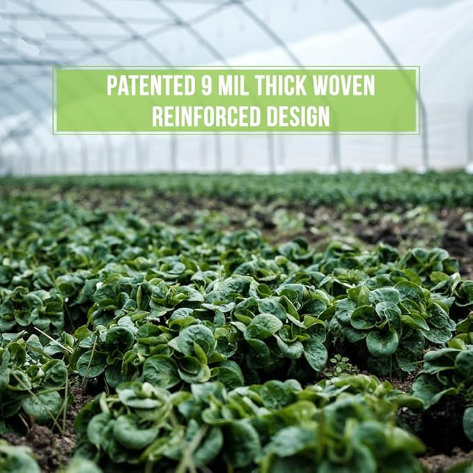 Grow1 Clear Woven Greenhouse Plastic Film Polyethylene Sheeting UV Cover 9 Mil Thick Covering for Greenhouses 24' Wide x 100' Long Roll