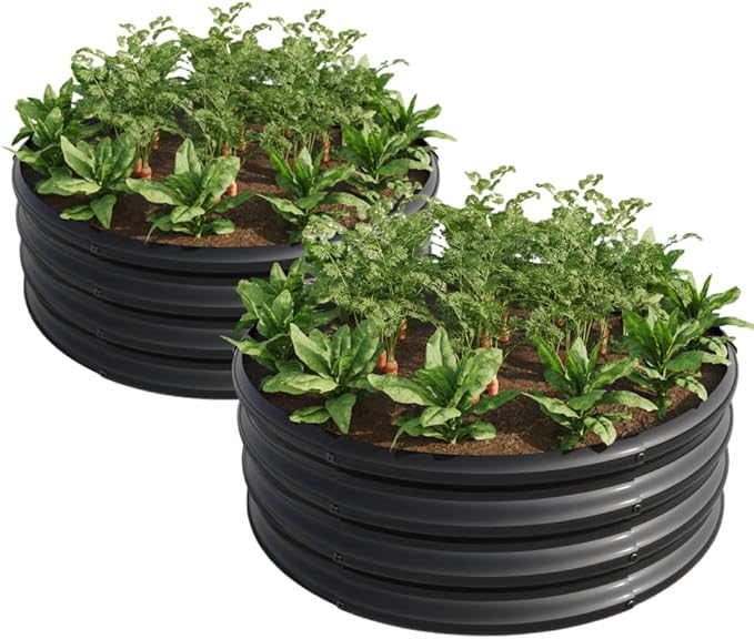 Heavy-Duty Galvanized Steel Raised Garden Bed for Vegetables Flowers Herbs and Fruits – Rust-Resistant Outdoor Planter Box (2PCS Black with 32.08x11.4 inches)