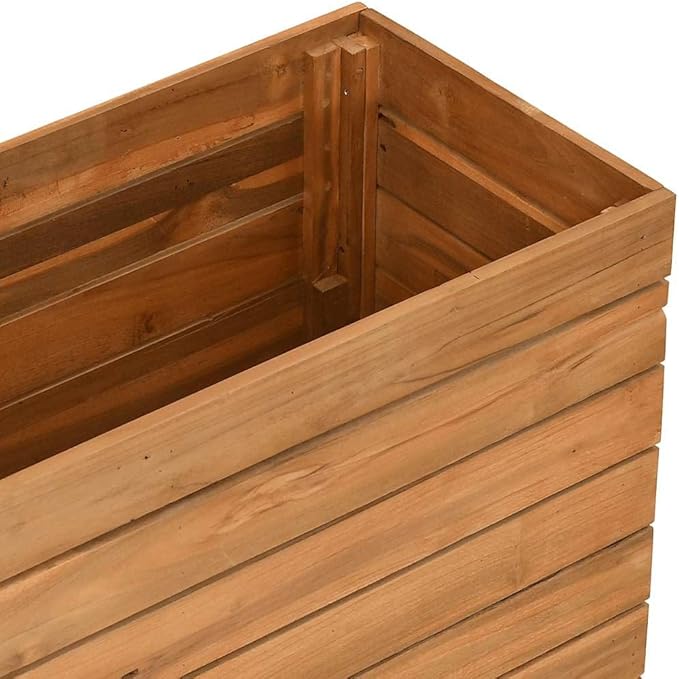 vidaXL Planter Flower Box - Recycled Teak Raised Bed with Adjustable Steel Rack for Patio/Garden