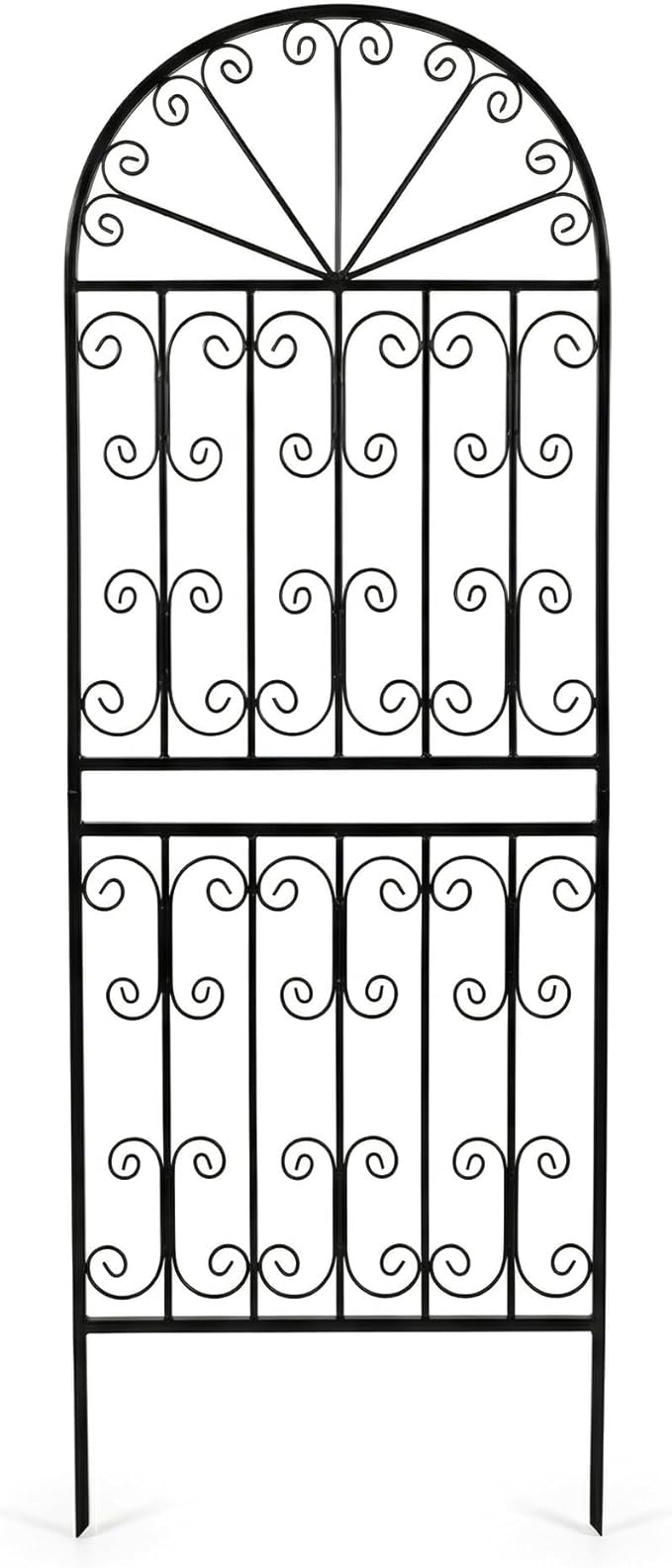 SCENDOR 70.8 H x 24.5 W Decorative Metal Garden Trellis - Rustproof Black Iron Arched Fence for Climbing Roses Clematis and Vines - Sturdy Plant Support for Patio Lawn and Backyard 1 Pack