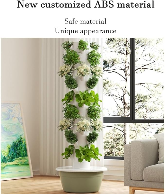 Hydroponics Growing System Indoor Garden Vertical Hydroponic Tower with Water Pump New Customized ABS Material for Herbs Fruits Vegetables(9 Layers)