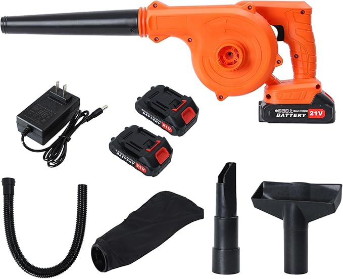 Honrane Cordless Leaf Blower18V/21V Electric Leaf Blower Cordless with Battery and Charger 130MPH 150CFM High Speed Leaf Blower with 5 Tubes 1.5Ah Lightweight Battery Powered Leaf Blowers for Lawn