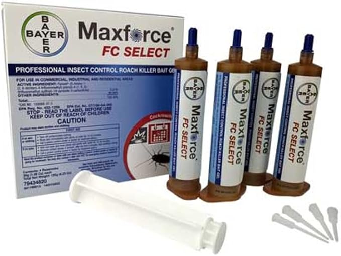 Max Force Roach Killer - Select - German Roach Killer with Premium Chemical Resistant USA-Supply Gloves- 4 Tubes×30g | USA Supply Pest Identification Card