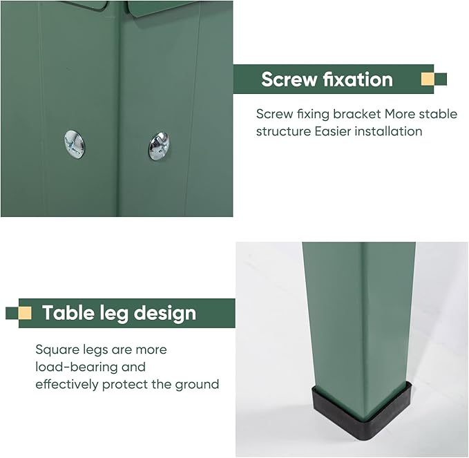 Raised Garden Bed Elevated Planter Green Metal Plant Box with Legs Standing Garden Stand Drainage Holes Green