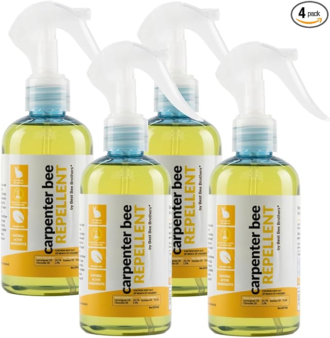 Best Bee Brothers Citrus Carpenter Bee Spray Effective Long-Lasting Citrus Spray Made with Essential Oils 8 Oz. (4 Pack)