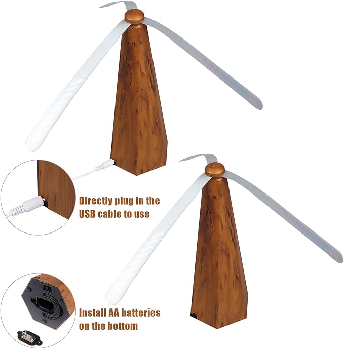 PIOPIAONIU 2 Pcs Table Fly Fans Wood Grain Fly Fan for Indoor and Outdoor Meal Fans for Picnic Restaurant Home